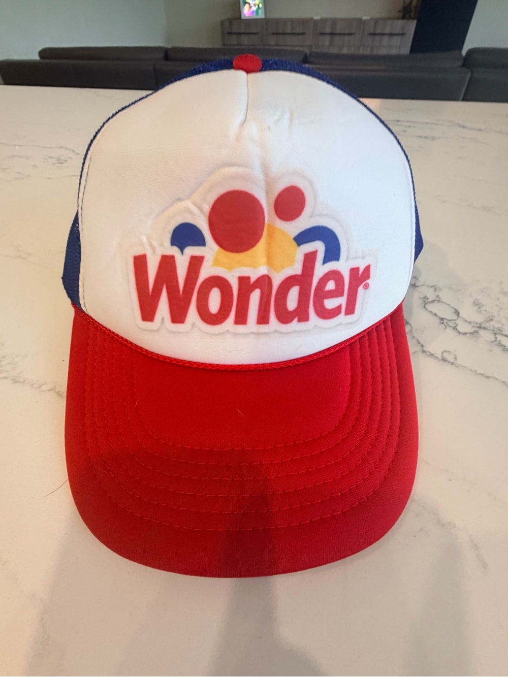 talladega nights Ricky bobby hat wonder bread foam trucker hat red blue white